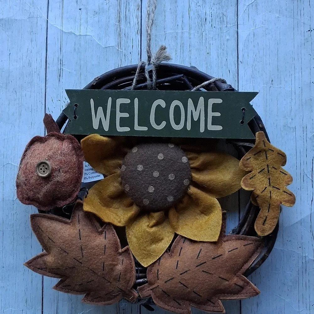 Fall leaves Sunflower Autumn Thanksgiving Wreath